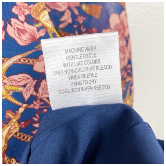 Floral Print Dress‎ Tie Neck Long Sleeve Fit Flare Party Cocktail - Picture 11 of 11